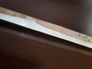 Bamboo Shinai slat with a crack in the middle