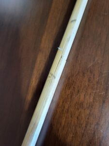 Bamboo Shinai slat with a crack in the middle